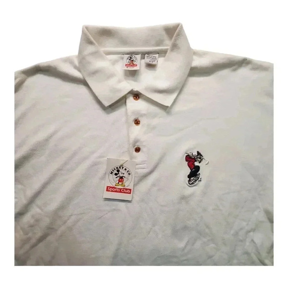 NWT Disney Mickey Mouse Sports Club Polo Shirt Mens Medium White Deadstock - Picture 10 of 13